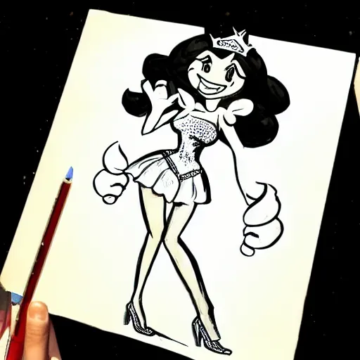 Image similar to milt kahl sketch of victoria justice with kim kardashian body as princess daisy from super mario bros