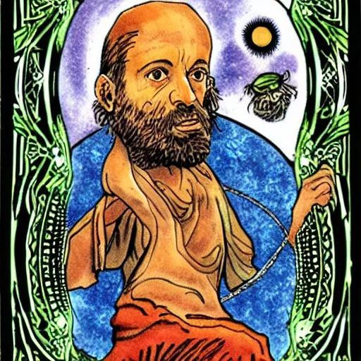 Prompt: Terence McKenna tarot card