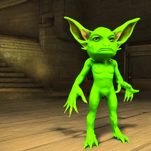 Image similar to medium portrait of a goblin, green skin, ffxiv, final fantasy 1 4 screenshot, octane render, 8 k, fantasy, rule of thirds, sharp focus