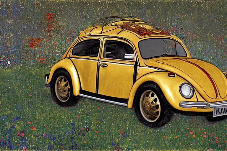 Image similar to gustav klimt vw beetle