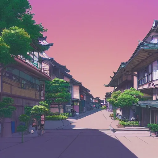 Image similar to japanese town, neighborhood, surreal neighborhood, street view, anime, modern neighborhood, japanese city, underground city, modern city, tokyo - esque town, 2 0 0 1 anime, cel - shading, compact buildings, sepia sunshine, yellow sunshine