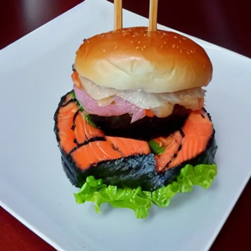 Image similar to sushi on a burger