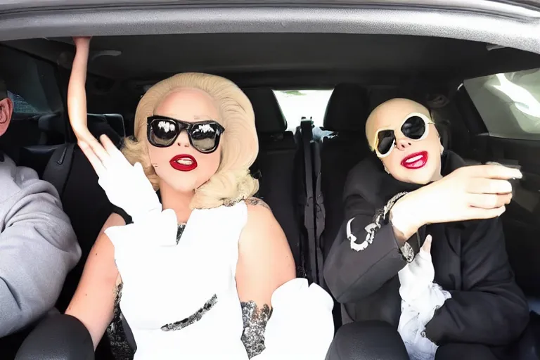 Image similar to lady gaga and judy garland carpool karaoke