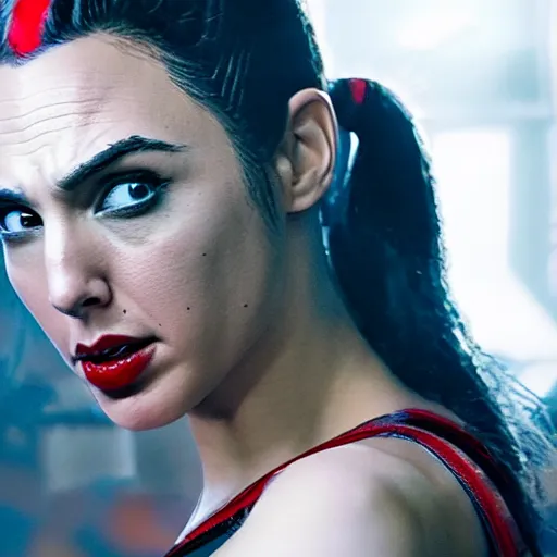 Prompt: an potrait of gal Gadot play Harley Quinn, 4k