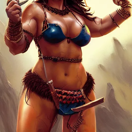 Image similar to full body photo of Salma Hayek as a Barbarian princess, Joe Jusko, digital art, artstation, 8k photography