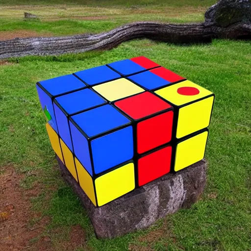 Prompt: a rubik's cube made out of different biome squares