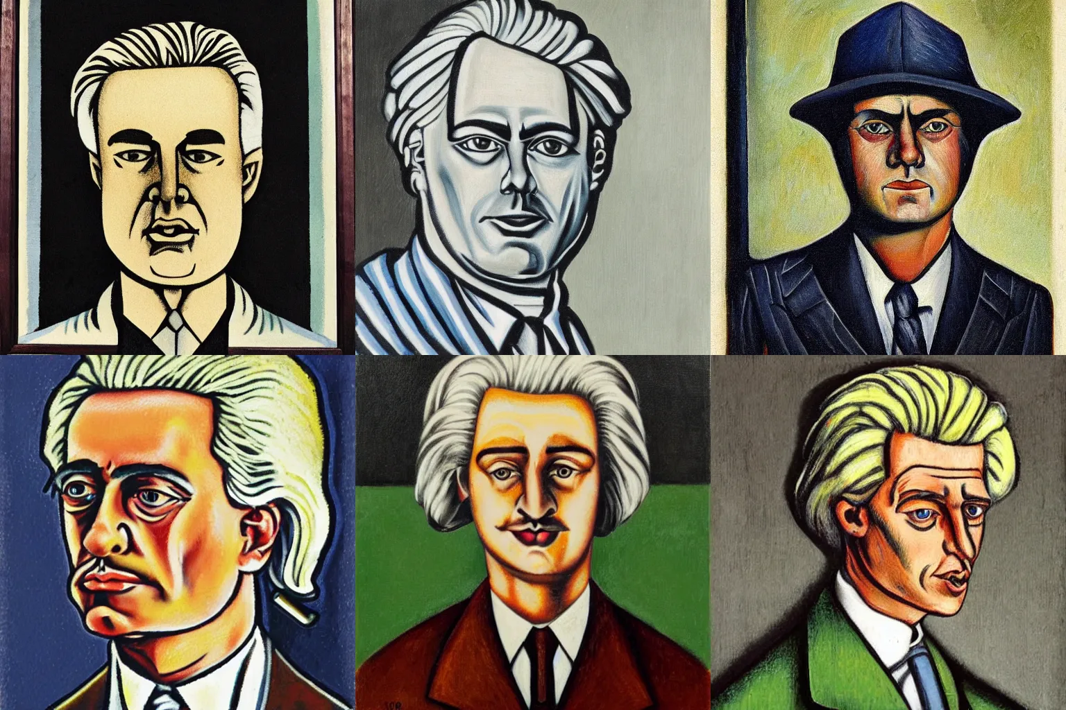 Prompt: portrait of geert wilders as a 1 9 2 0 factory worker in the style of charley toorop