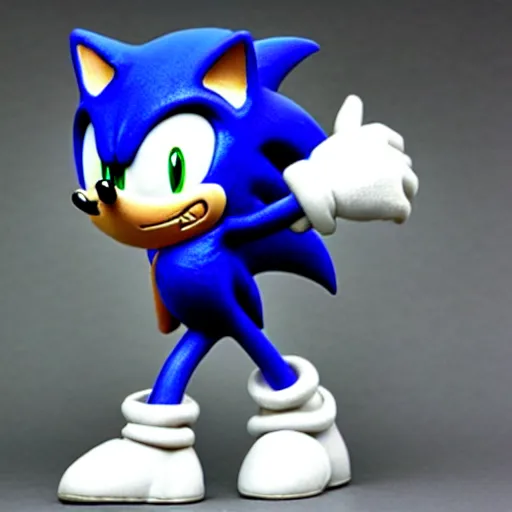 Image similar to sonic the hedgehog made out of porcelain in the style of the ming dynasty