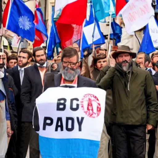 Image similar to mariano rajoy leading a demonstration on patriarchy