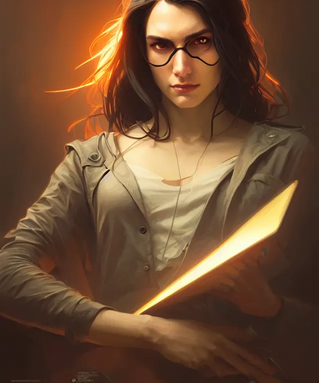 Image similar to Hacker man portrait hacks computer, highly detailed, digital painting, artstation, concept art, smooth, sharp focus, illustration, art by artgerm and greg rutkowski and alphonse mucha