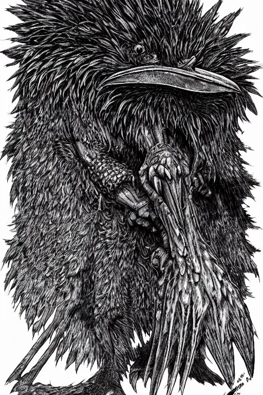 Image similar to raven monster, highly detailed, digital art, sharp focus, trending on art station, kentaro miura manga art style