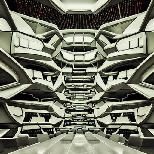 Prompt: interior of an alien mothership, foreign architecture, never seen before, mixture of technology and biology
