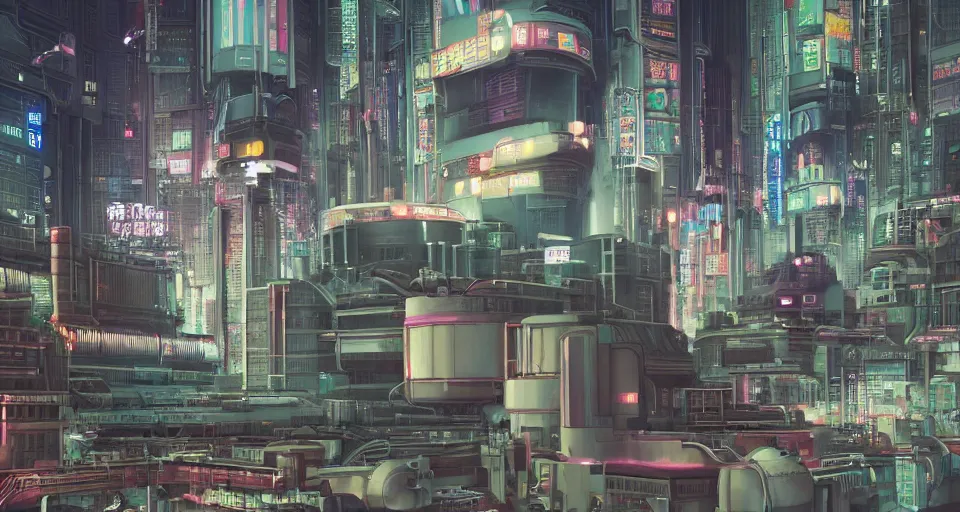 Prompt: a hyperreal hong kong at night shanghai neon bladerunner 'ghost in the shell' cyberpunk las vegas city at night nuclear reactor core maschinen krieger mri machine millennium falcon space-station Vuutun Palaa with massive piping inspired by a nuclear reactor submarine, ilm, beeple, star citizen halo, mass effect, starship troopers, elysium, iron smelting pits, high tech industrial, saturated colours, dramatic stormy sky, volumetric lighting