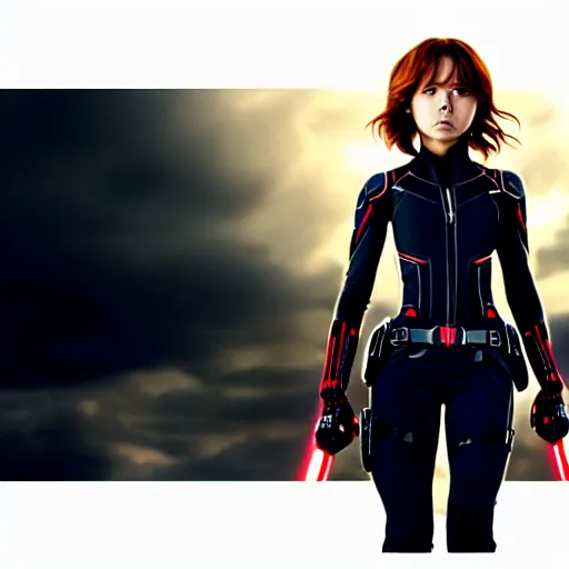 Image similar to Still image of Ochako Uraraka as Black Widow in Avengers (2012), cinematic shot, 8k, hyperdetailed