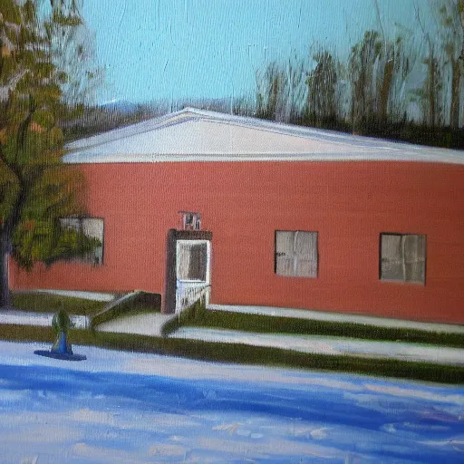 Image similar to beautiful oil painting of galva elementary school by olaf krans