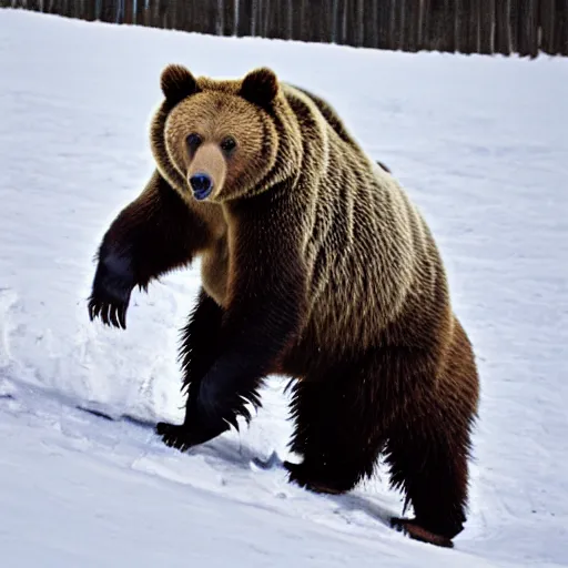 Prompt: grizzly bear with a mounted minigun, professional photography