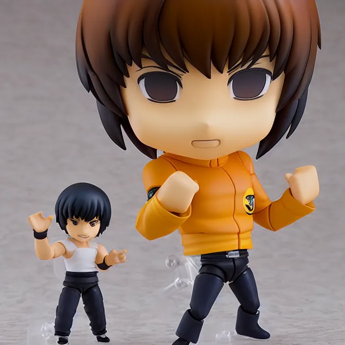 Prompt: Bruce Lee, An anime Nendoroid of Bruce Lee, figurine, detailed product photo