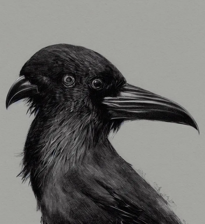 Prompt: a portrait of a raven bird, by takehiko inoue and kim jung gi and thomas kinkade, masterpiece illustration, realistic head and anatomy