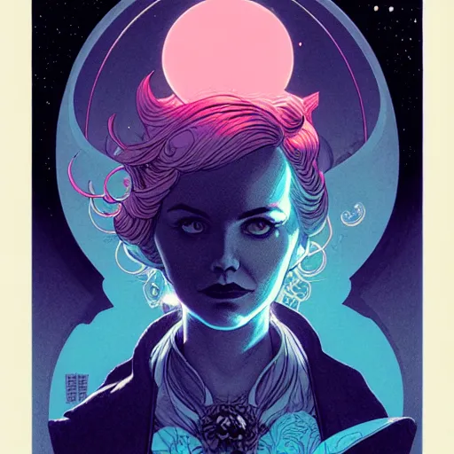 Prompt: cosmic portrait top light, by killian eng and joe fenton and martin deschambault and conrad roset, inspired by victorian vertigo comics, etching, fine, sharp high detail,