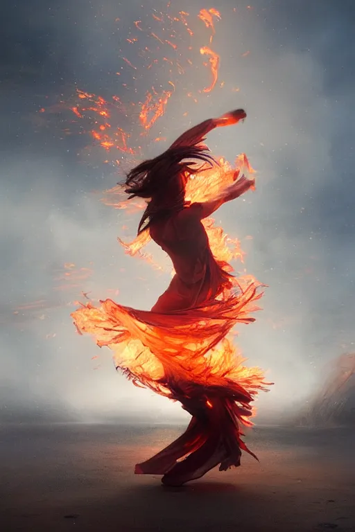 Image similar to fire dancer in the wind by artgem and greg rutkowski, light cone, reimagined by industrial light and magic