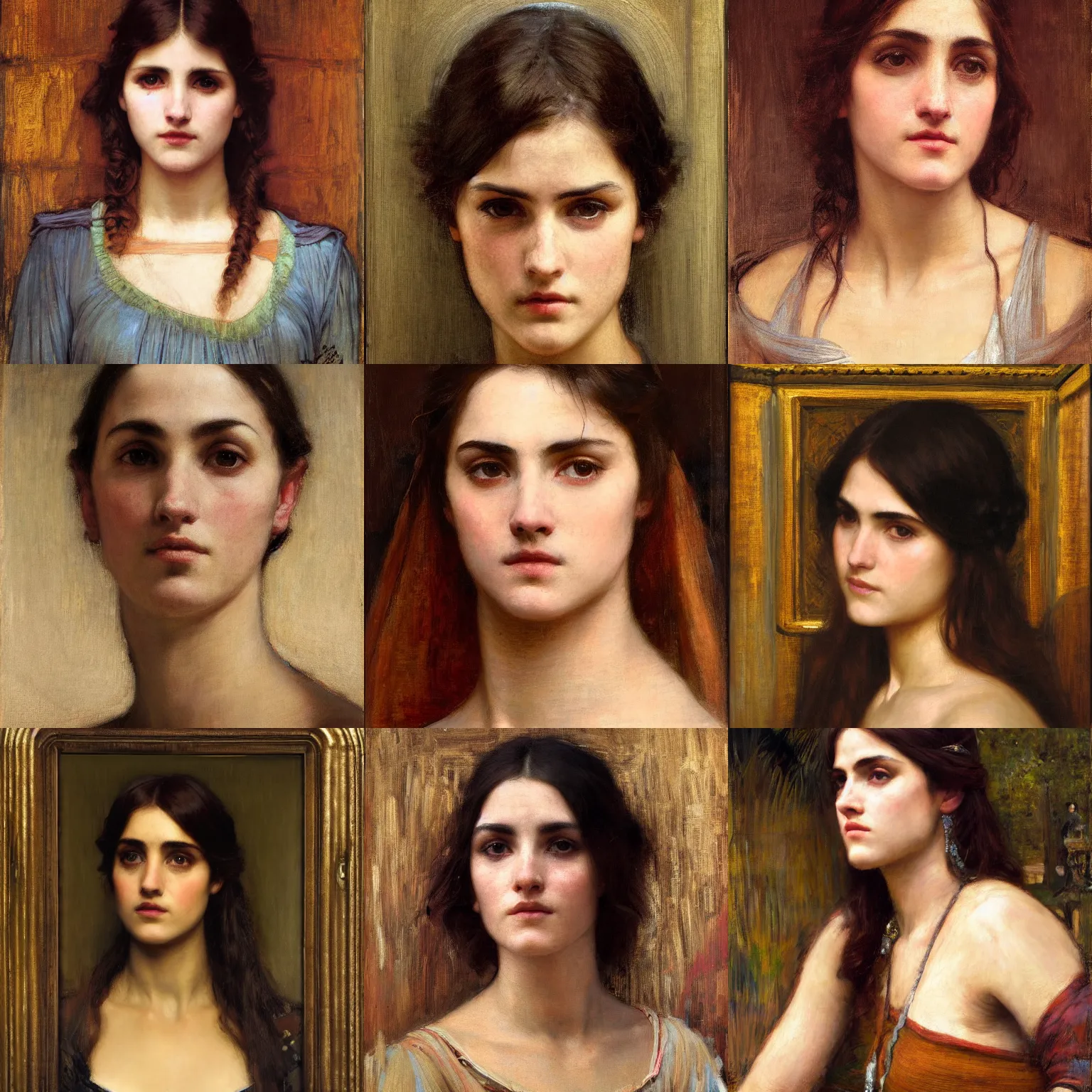 Prompt: raised eyebrow portrait by john william waterhouse and Edwin Longsden Long and Theodore Ralli and Nasreddine Dinet, oil on canvas. Cinematic, hyper realism, dramatic lighting, high detail 8k