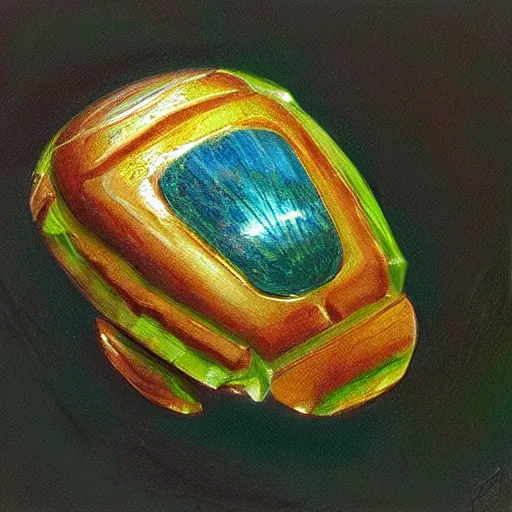 Prompt: a scarab made of glass, fantasy oil painting