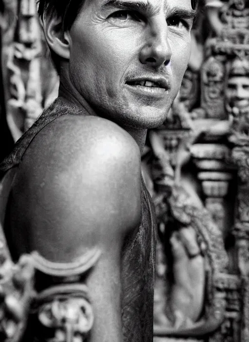 Image similar to a photo of tom cruise in temple of bali, perfect faces, award winning photography, 50 mm