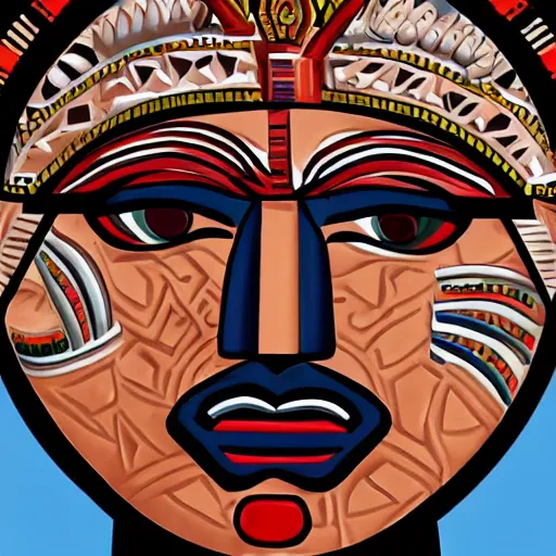 Image similar to benjamin netanyahu as aztec god painted, high detail, sharp focus, 4 k