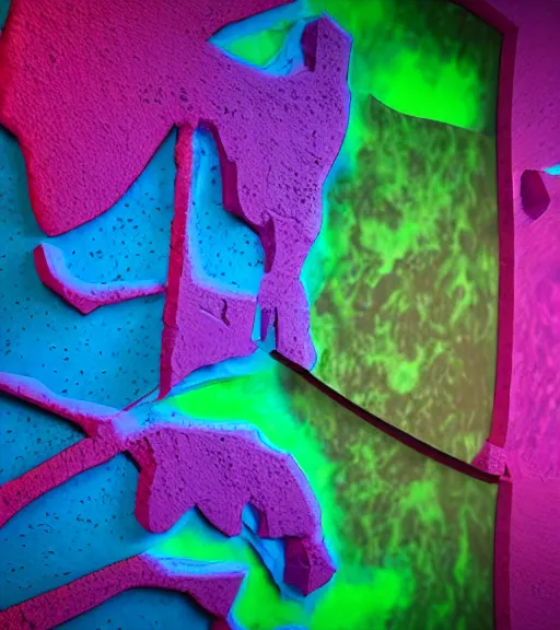 Prompt: mold corrosion abstract 3 d sculpture red purple green dark blue yellow cinematic lighting, highly detailed 8 k