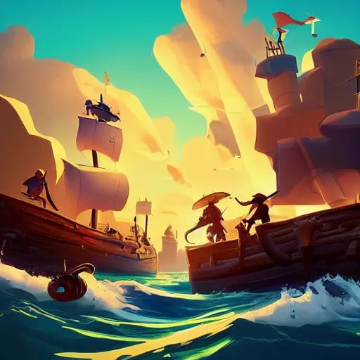 Image similar to painting treasure on sea of thieves game smooth median photoshop filter cutout vector, behance hd by jesper ejsing, by rhads, makoto shinkai and lois van baarle, ilya kuvshinov, rossdraws global illumination