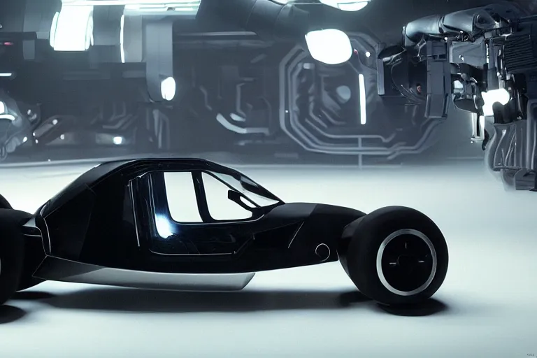 Prompt: Renault 4 car in the Movie TRON (2010)