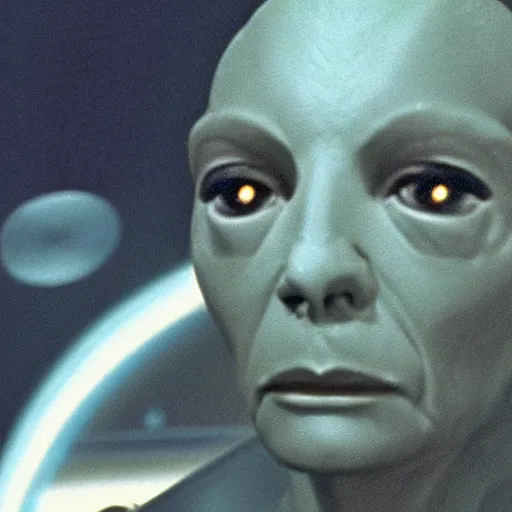 Image similar to astonishing close portrait of a humanoid alien in star trek voyager, film still