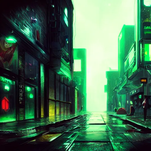 Image similar to grainy atmospheric cyberpunk streets