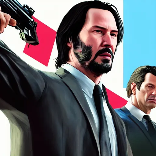 Image similar to Keanu reeves in Grand theft auto 5 4K detail