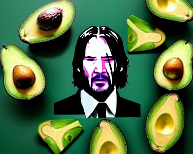 Image similar to avocado with face of john wick