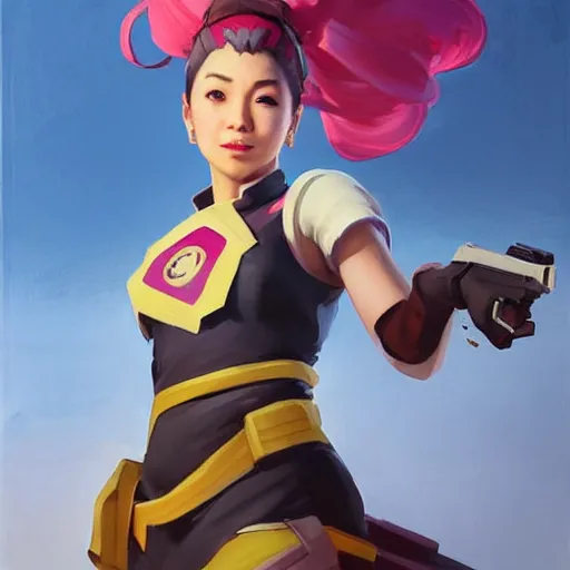 Image similar to greg manchess portrait painting of sakura from fortnite as overwatch character, medium shot, asymmetrical, profile picture, organic painting, sunny day, matte painting, bold shapes, hard edges, street art, trending on artstation, by huang guangjian, gil elvgren, ruan jia, greg rutkowski, gaston bussiere