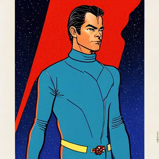 Image similar to chris pine retro minimalist portrait by jean giraud, moebius starwatcher comic, 8 k