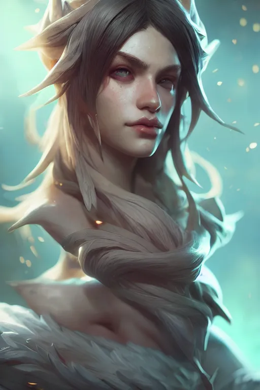 Image similar to league of legends portrait, au naturel, hyper detailed, digital art, trending in artstation, cinematic lighting, studio quality, smooth render, unreal engine 5 rendered, octane rendered, art style by klimt and nixeu and ian sprigger and wlop and krenz cushart.