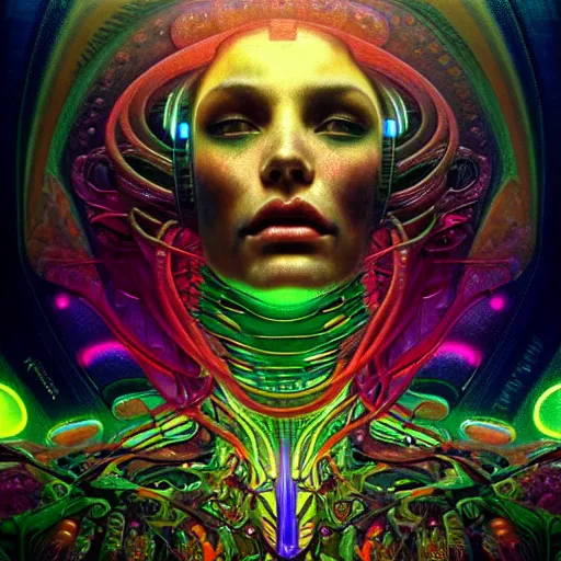 Image similar to extremely psychedelic beautiful brutalist cyborg organism infected by night. intricate, elegant, highly detailed, extremely lifelike photorealistic digital painting, artstation. steichen, gaston bussiere, tom bagshaw, brutalist cyberpunk alphonse mucha. elegant minimalism. anatomically correct. sharp focus. surreal lush melancholic cosmic hallucination