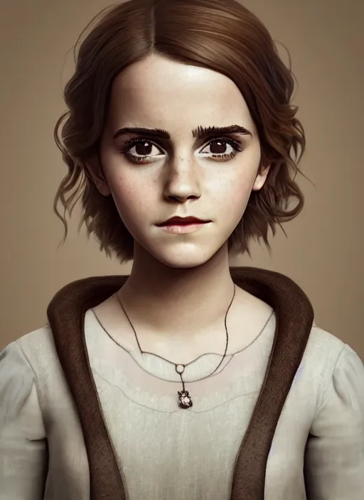 Prompt: very beautiful portrait of an extremely cute and adorable very beautiful emma watson, character design by mark ryden and pixar and hayao miyazaki, unreal 5, daz, hyperrealistic, octane render, cosplay, rpg portrait, dynamic lighting, intricate detail, fall vibrancy, cinematic
