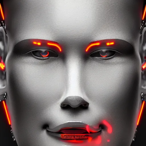 Prompt: highly detailed 3 d render of a cyborg head and face made from extreme numbers of electrical wires, red, black, silver, gold, by russian artist igor goryunov, 8 k resolution, photo realistic symmetrical