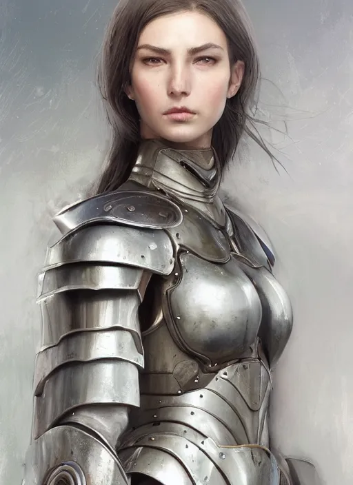 Prompt: a professional photographic portrait of a beautiful young female, clothed in battle armor, exposed waist, olive skin, long dark hair, beautiful bone structure, symmetrical facial features, intricate, elegant, digital painting, concept art, smooth, sharp focus, illustration, beautifully framed, from Metal Gear, by Ruan Jia and Mandy Jurgens and Artgerm and William-Adolphe Bouguerea