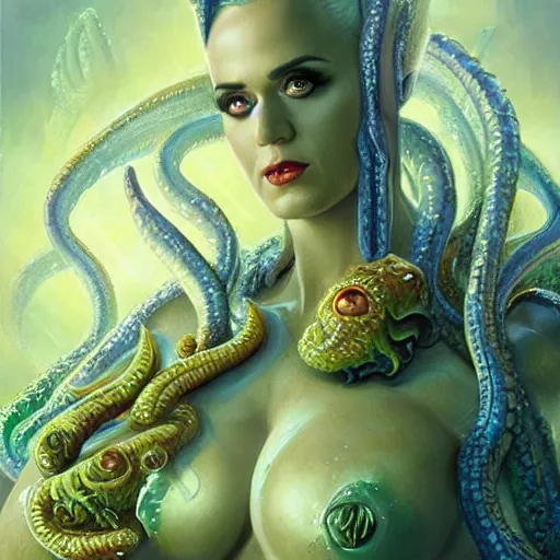 Image similar to Katy Perry as Cthulhu, closeup character art by Donato Giancola, Craig Mullins, digital art, trending on artstation