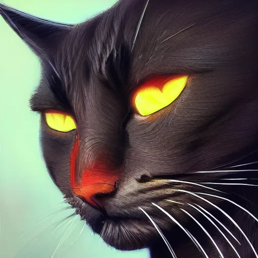 Image similar to an oil painting of a powerful cat with a chiseled jawline, giga chad, dramatic impactful colors, by artgerm, hd, hdr, ue 5, ue 6, unreal engine 5, realistic anime 3 d style, cinematic 4 k wallpaper, 8 k, ultra detailed, gta cover art, high resolution, artstation, award winning