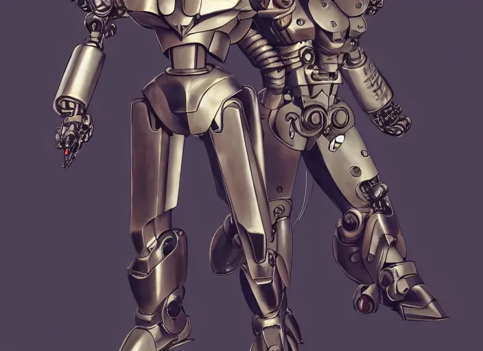 Prompt: character design digital 2 d man mazinger cyborg colored armor with and hologram gun by gaston bussiere, anna nikonova aka newmilky, greg rutkowski, yoji shinkawa, yoshitaka amano, tsutomu nihei, muira, moebius, donato giancola, trending on artstation, featured on pixiv