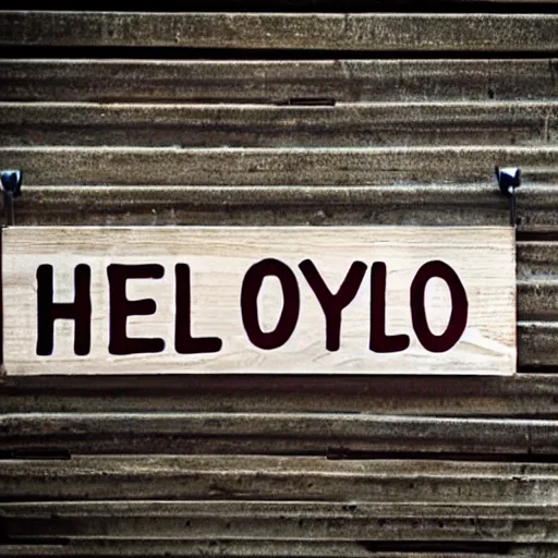 Image similar to A sign that reads 'Hello'.