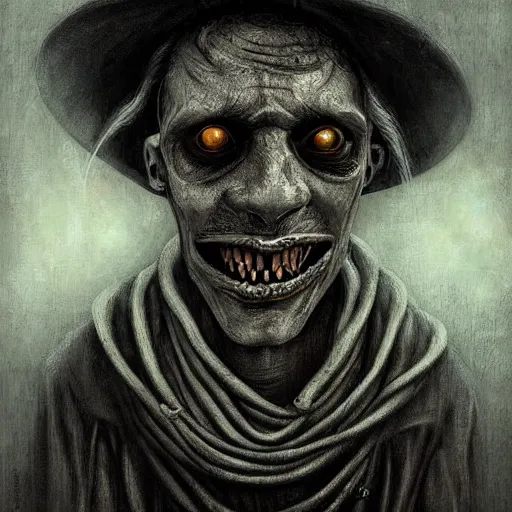 Prompt: a detailed painting of papa legba, by anton semenov, horror, dark, digital art, realistic painting, very detailed