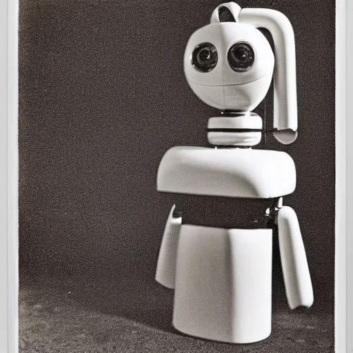 Prompt: no croped robot by Diane Arbus