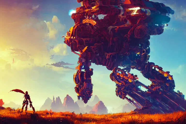 Image similar to scorcher machine mecanical creature robot of horizon forbidden west horizon zero dawn radiating a glowing aura global illumination ray tracing hdr fanart arstation by ian pesty and alena aenami artworks in 4 k