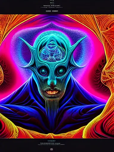 Image similar to portrait study, lord of regeneration, illustrated on black paper by nychos, artgerm, moebius, alex grey, android jones : : fractal lotus pattern : : digital painting, digital art, concept art, character design, imaginefx : : hyperrealism, dark fantasy